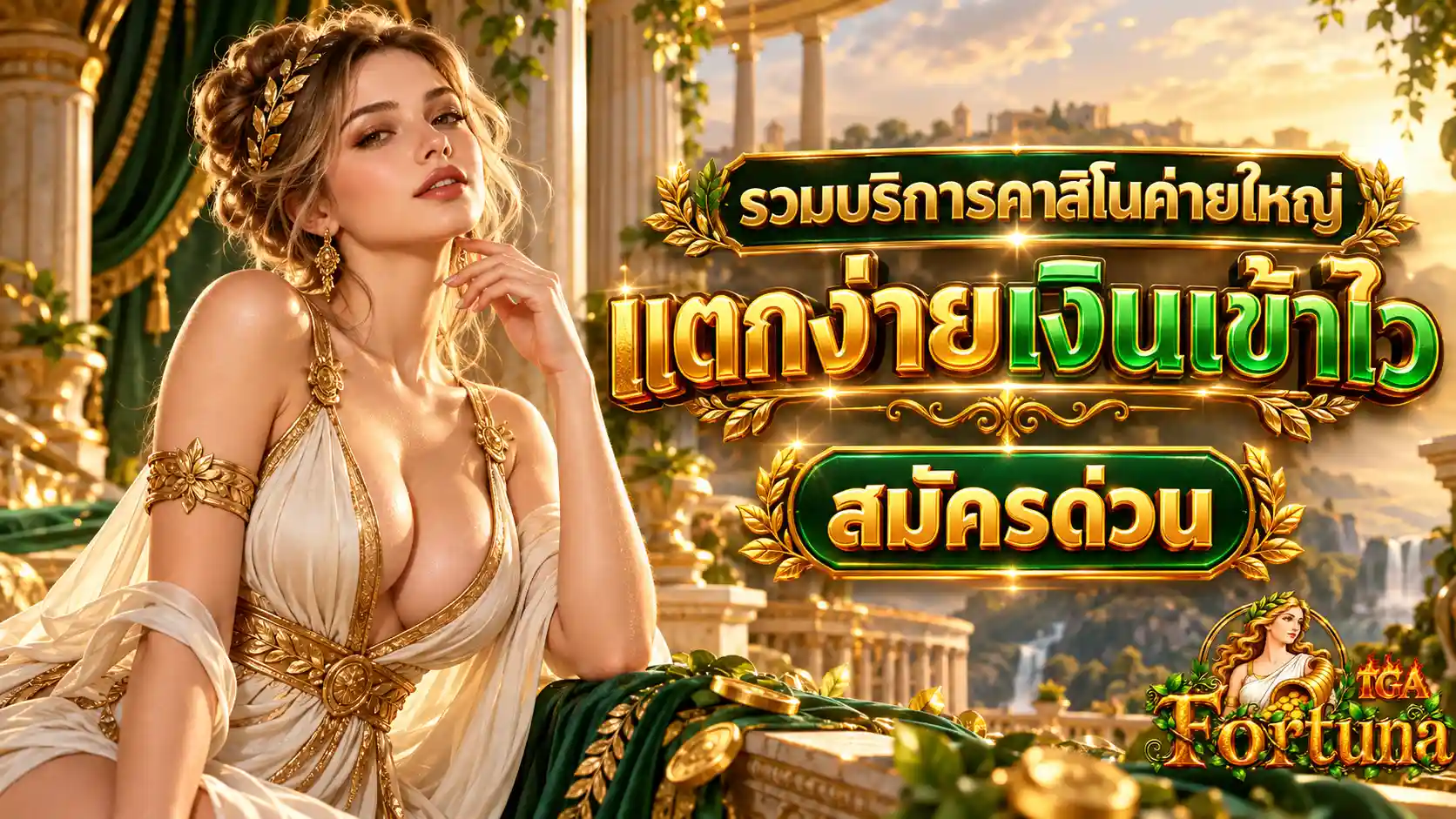 TGAFORTUNA คาสิโนหรูธีมโรมันสีทองเขียว